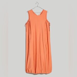 Madewell Bubble Hem Midi Dress in Classic Coral